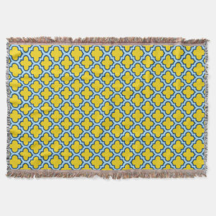 Cobertor Corante amarelo e azul-bebê, latido, quatrefoil
