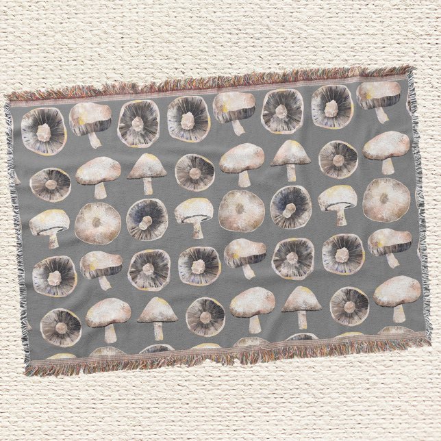 Cobertor Cores d'água do cogumelo (Mushroom watercolor art throw blanket)