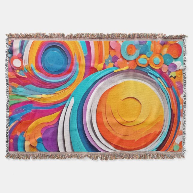 Cobertor Cores de Arte Badaist Vibrantes (Frente)