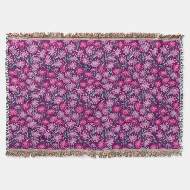 Cobertor Cornflowers In Crayon Pink Burgandy (Frente)