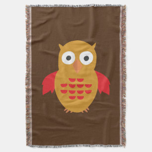 Cobertor Coruja Amarela e Vermelha