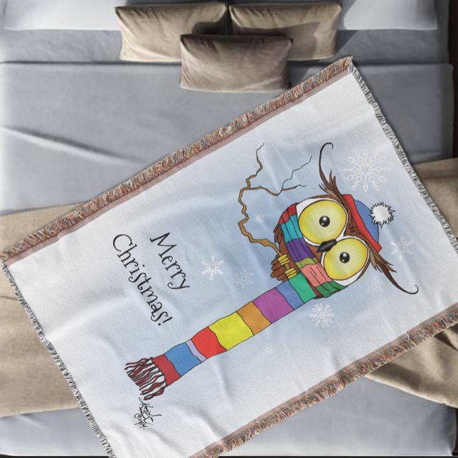 Cobertor Coruja de Inverno Fofa com Cachecol e Chapéu Arco- (Criador carregado)