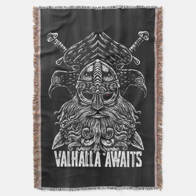 Cobertor Corvos de Odin Mitologia Viking Valhalla espera (Frente Vertical)
