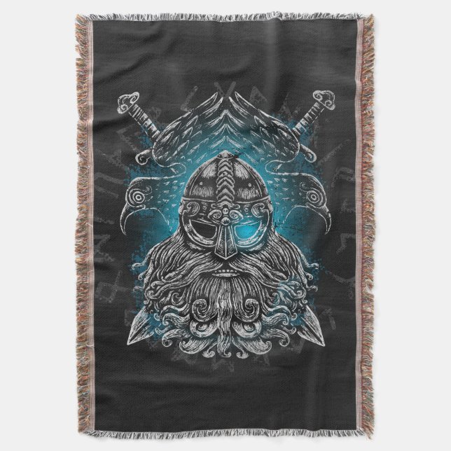 Cobertor Corvos de Odin Mitologia Viking Valhalla espera (Frente Vertical)