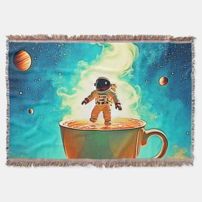 Cobertor Cosmic Brew: Astronaut's Coffee Dream (Frente)