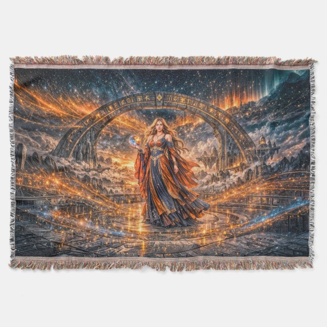 Cobertor Cosmic Sorceress – Fantasy Throw Blanket (Frente)