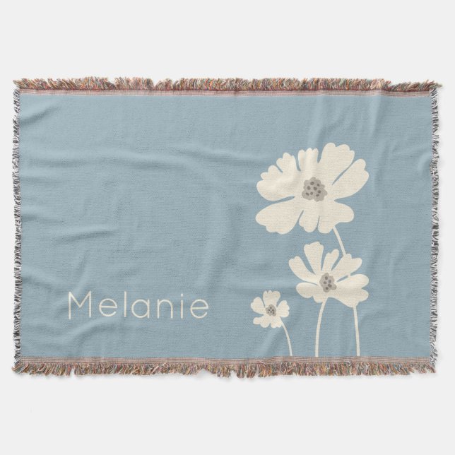 Cobertor Cosmos Flowers Silhouettes Moderno Muro Floral (Frente)