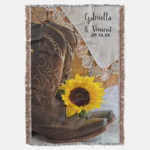 Cobertor Country Sunflower and Lace Western Weding