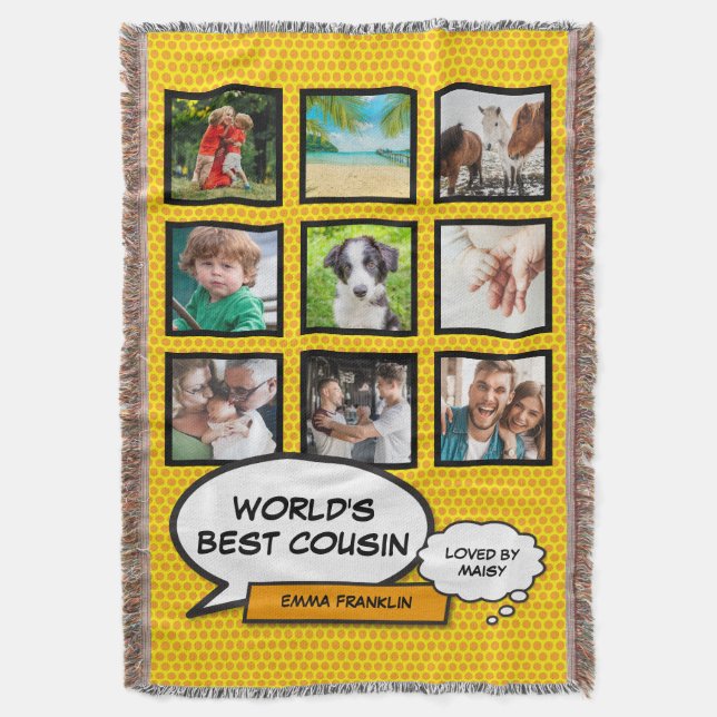 Cobertor Cousin Photo Collage Diversão Legal Comic Book (Frente Vertical)
