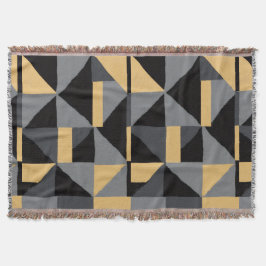 Cobertor Couverture Tissée Géométrie Noir, gris et or
