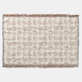 Cobertor Cozy Autumn Harvest Doodle Pattern Woven Throw Bla