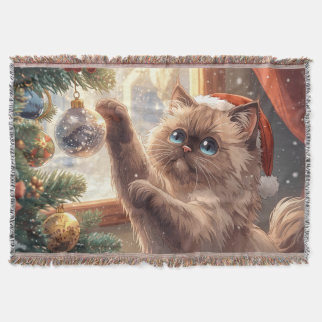 Cobertor “Cozy Christmas Ragdoll Cat” Cute Ragdoll Cat (Frente)