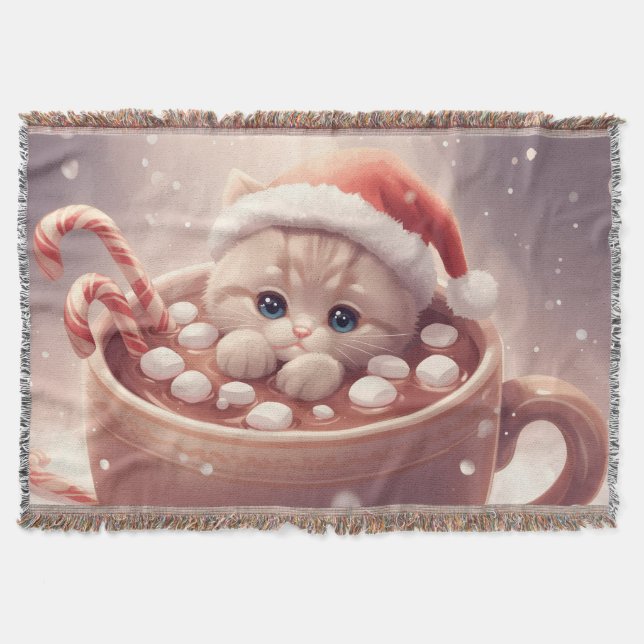 Cobertor “Cozy Cocoa Kitty" Cute Christmas Cat  (Frente)