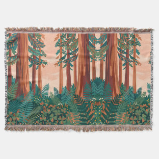 Cobertor Cozy Forest Blanket – Redwood Teal Copper Design