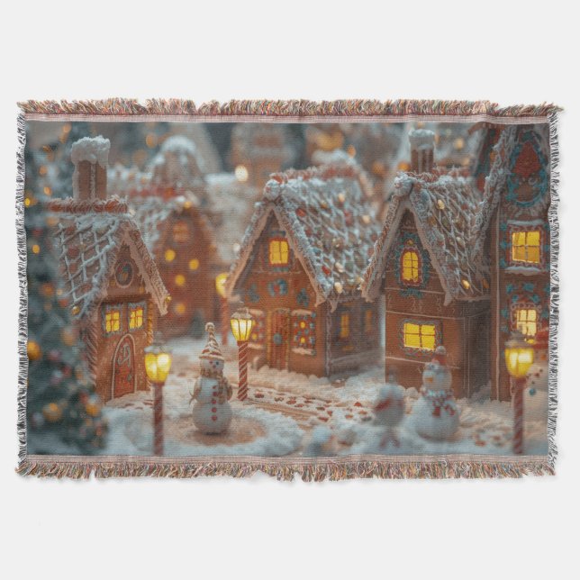 Cobertor “Cozy Gingerbread Village Christmas Throw Blanket” (Frente)