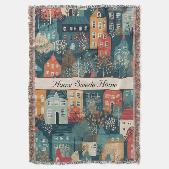 Cobertor Cozy Hygge Village Nordic Folart, costume (Frente Vertical)