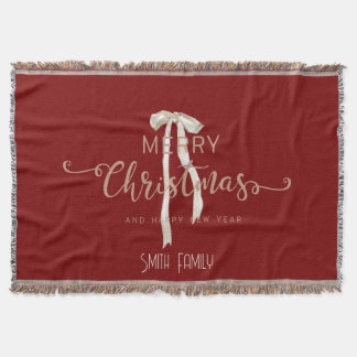 Cobertor Cozy Personalized Family Name Custom Red Holiday