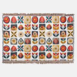 Cobertor Cozy Retro Folk Floral Design