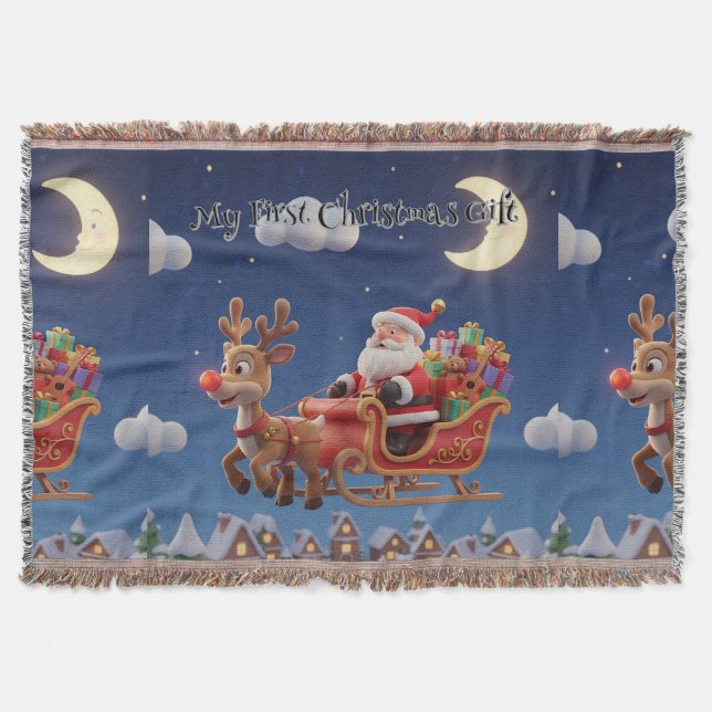 Cobertor Cozy Santa Rudolph Holiday Fleece Blanket (Frente)