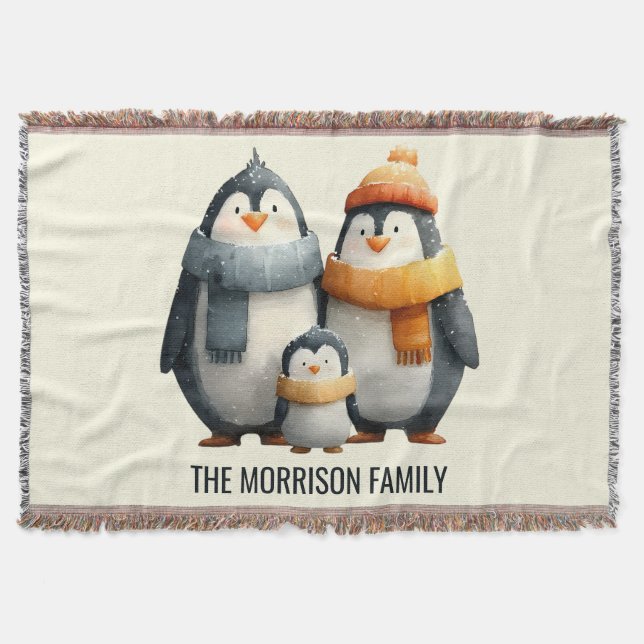 Cobertor Cozy Winter Penguin Family (Frente)
