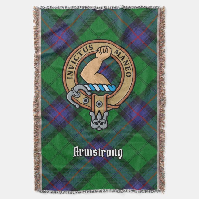 Cobertor Crest do Clã Armstrong sobre Tartan (Frente Vertical)