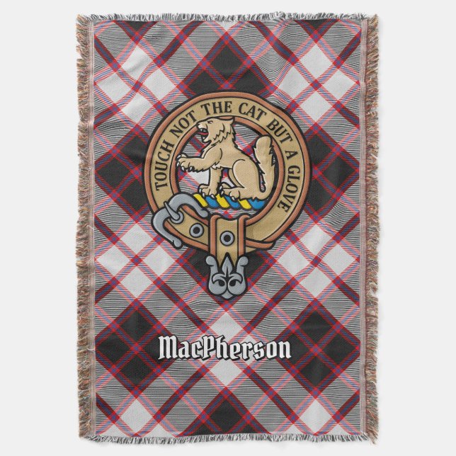 Cobertor Crest do Clã MacPherson sobre Tartan de Caça (Frente Vertical)