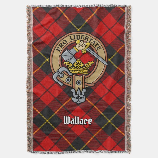 Cobertor Crest do clã Wallace sobre Tartan (Frente Vertical)