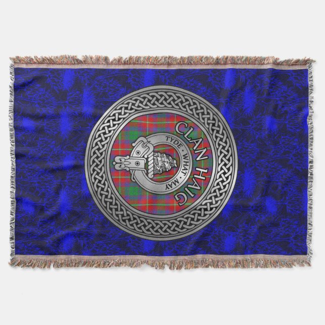 Cobertor Crest e Nó de Tartan do Clã Haig (Frente)