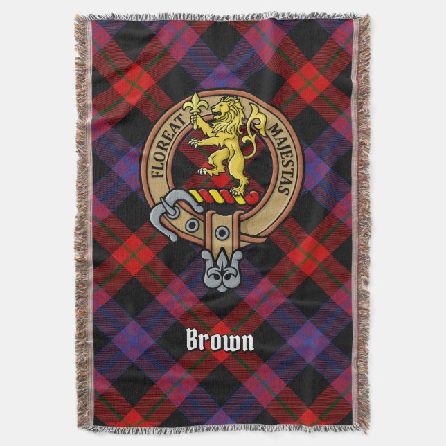 Cobertor Crestão do Clã Brown sobre Tartan (Frente Vertical)