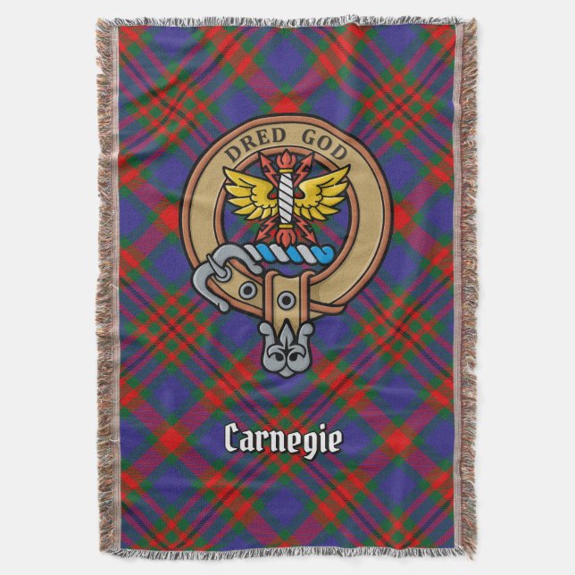 Cobertor Crestão do Clã Carnegie sobre Tartan (Frente Vertical)