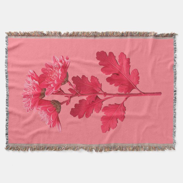 Cobertor Crisântemo Rosa Elegante (Frente)