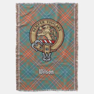 Cobertor Crista da Clan Wilson sobre Tartan Antigo