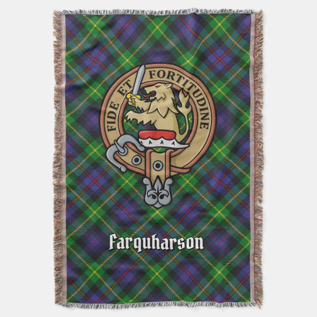 Cobertor Crista do Clã Farquharson sobre Tartan (Frente Vertical)