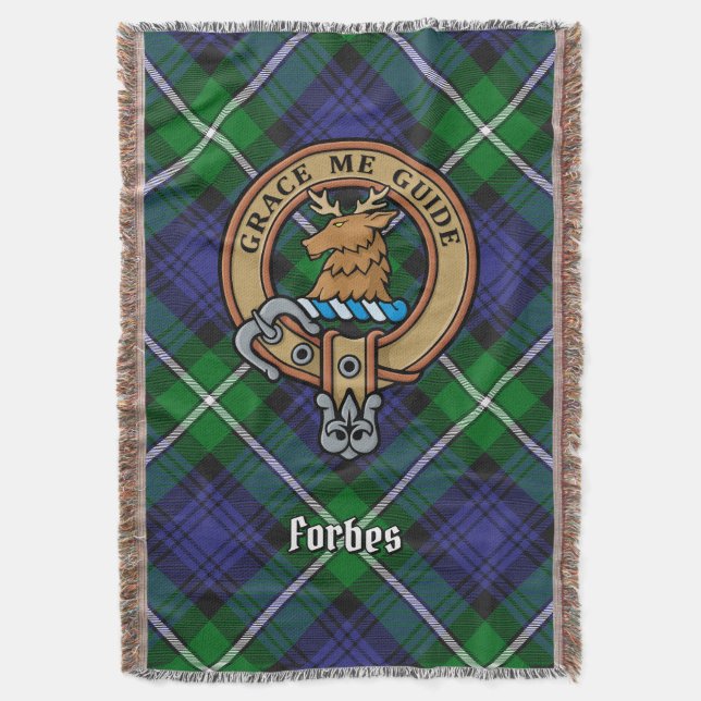 Cobertor Crista do Clã Forbes sobre Tartan (Frente Vertical)