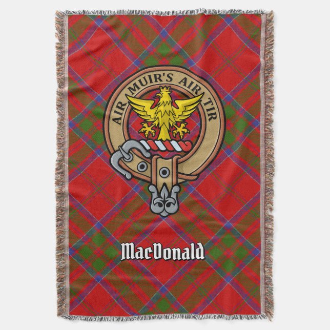 Cobertor Crista do Clã MacDonald de Keppoch sobre Tartan (Frente Vertical)