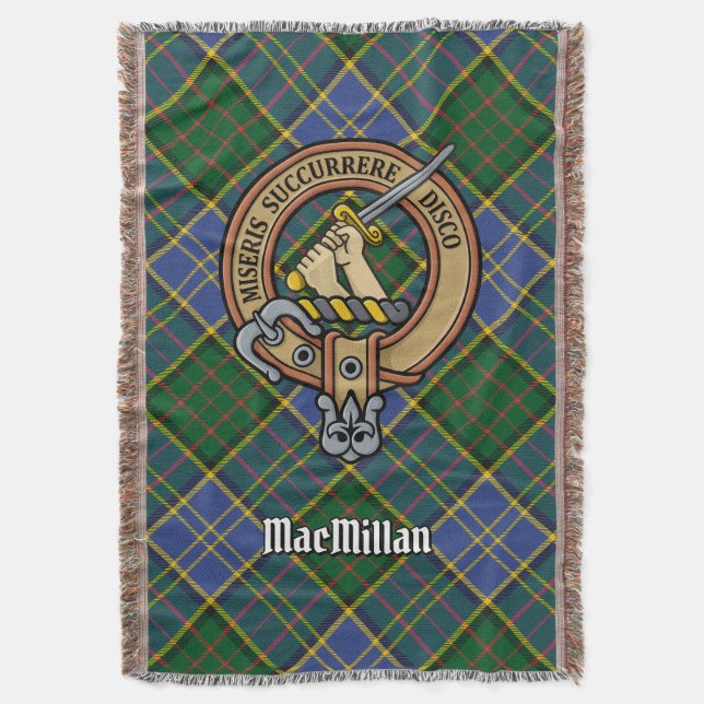 Cobertor Crista do Clã MacMillan sobre Tartan de Caça (Frente Vertical)