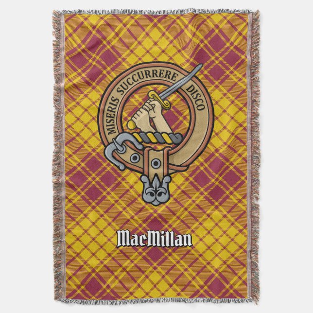 Cobertor Crista do Clã MacMillan sobre Tartan de Gala (Frente Vertical)