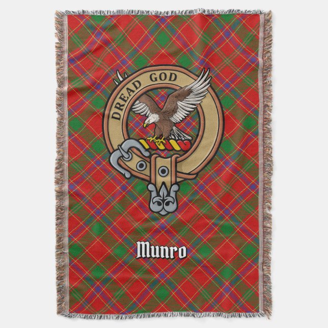 Cobertor Crista do Clã Munro sobre Tartan (Frente Vertical)