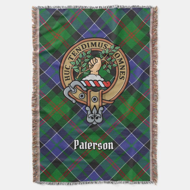 Cobertor Crista do Clã Paterson sobre Tartan (Frente Vertical)
