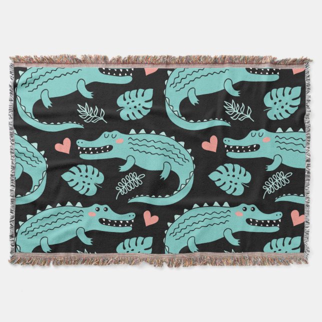 Cobertor Crocodilos de animação, um padrão perfeito. (Frente)