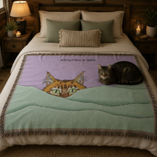 Cobertor Curioso Gato Ginger Peekaboo Engraçado Lavanda Ver