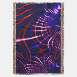 Cobertor Curvas apontadas de azul para vermelho e branco. L