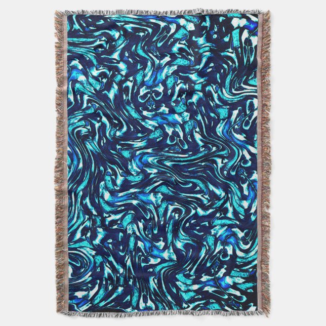 Cobertor Curvas azuis e cianas mimadas (Frente Vertical)