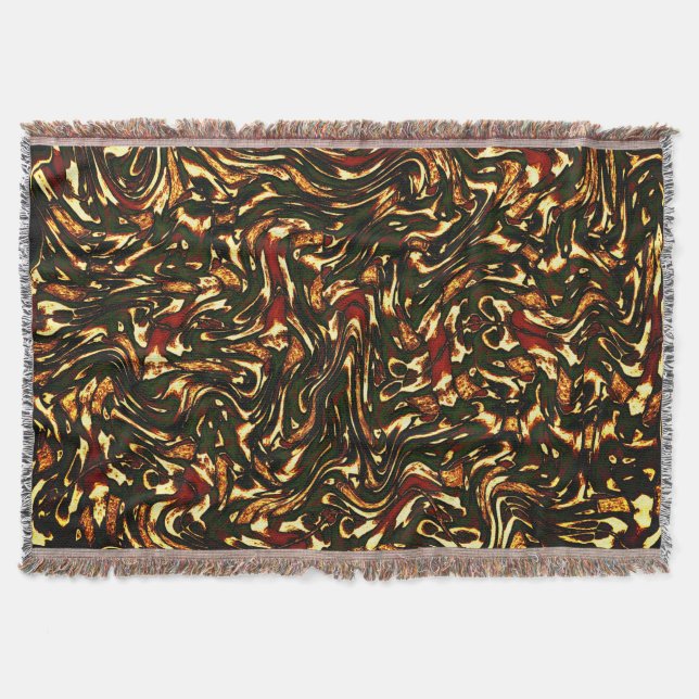 Cobertor Curvas castanho-avermelhadas e amarelas malhadas (Frente)