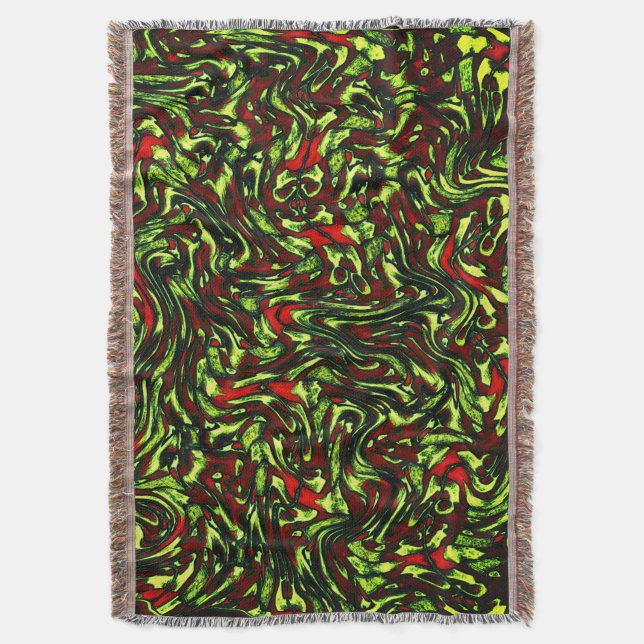 Cobertor Curvas de amarelo-esverdeado e vermelho vívido (Frente Vertical)