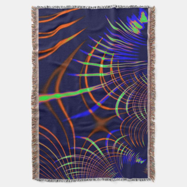 Cobertor Curvas pontiagudas de verde limão a coral e azul (Frente Vertical)