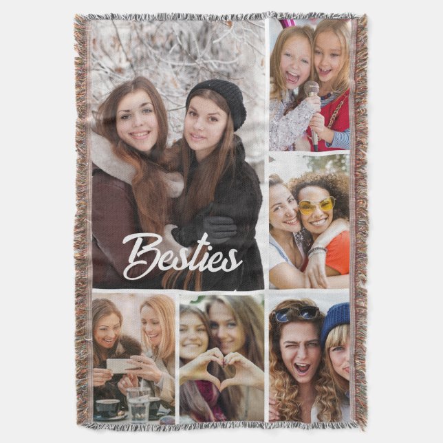 Cobertor Custom "Besties" Photo Collage  (Frente Vertical)