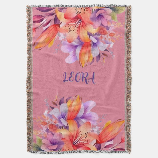 Cobertor Custom Name Flower Cozy Fleece Throw (Frente Vertical)