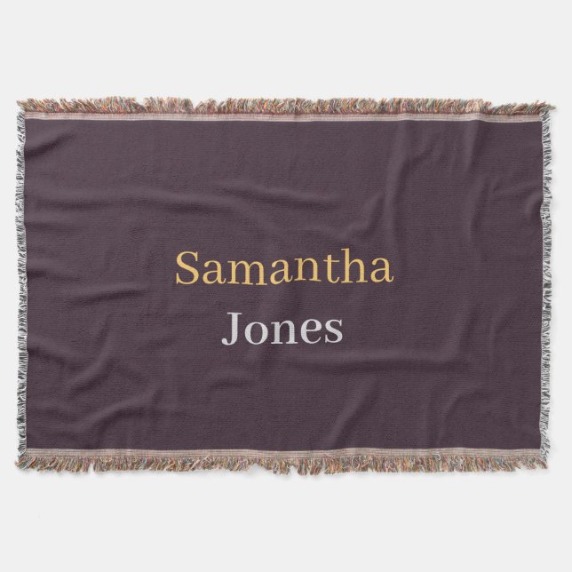 Cobertor Custom name minimalist modern burgundy (Frente)