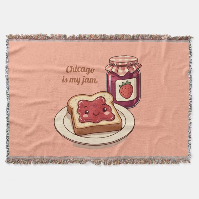 Cobertor [Customize] is my jam - cute jam and toast cartoon (Frente)